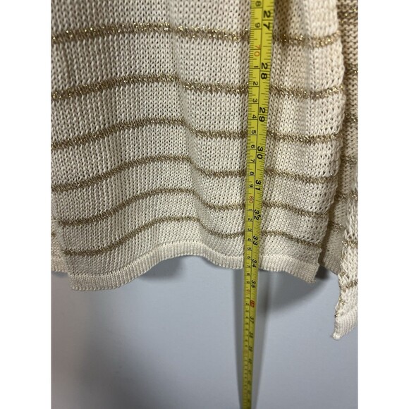 Floris Made in Italy Crochet dress ivory Gold Metallic Stripe M/L NWT #2319 - Picture 9 of 10